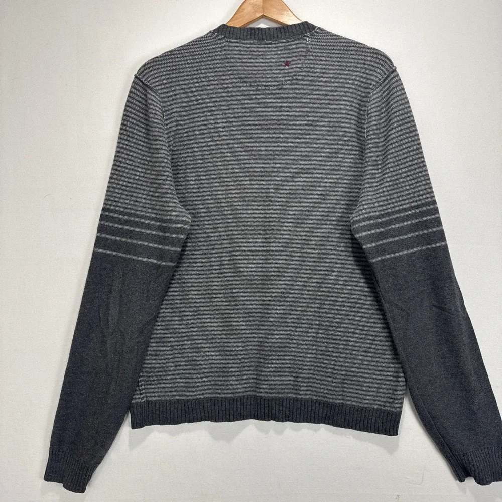 John Varvatos Converse Sweater Mens sz M Gray Merino Wool V Neck Long Sleeve - Picture 10 of 10